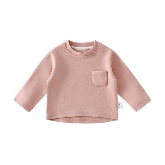 WOYY Newborn Girls Thermal Shirt Kids Warm Long Sleeve T-Shirt Unisex Solid Undershirt