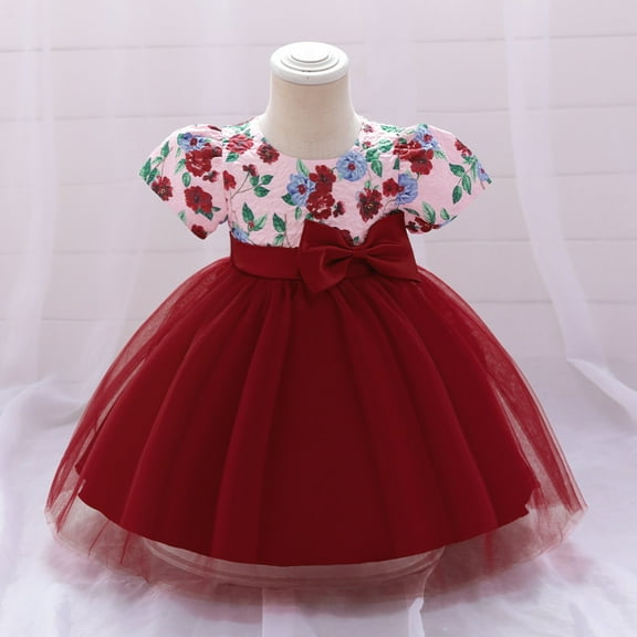 WOYY Newborn Girls Tulle Birthday Wedding Party Dress Princess Pageant Gown, Sizes 0-18M