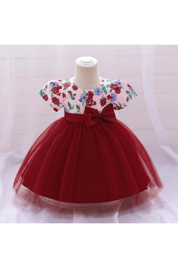 Newborn Girls Tulle Birthday Wedding Party Dress Princess Pageant Gown, Sizes 0-18M