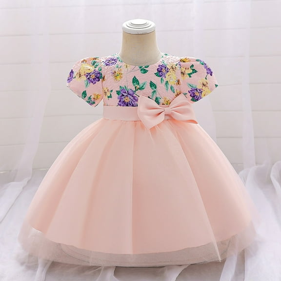 WOYY Newborn Girls Tulle Birthday Wedding Party Dress Princess Pageant Gown, Sizes 0-18M