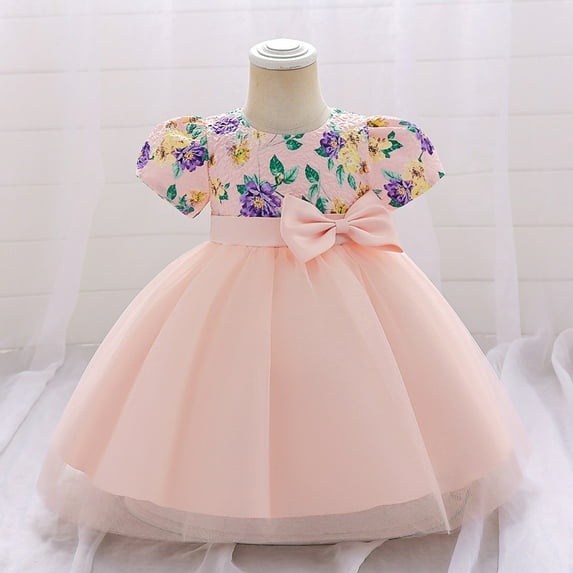 WOYY Newborn Girls Tulle Birthday Wedding Party Dress Princess Pageant Gown, Sizes 0-18M