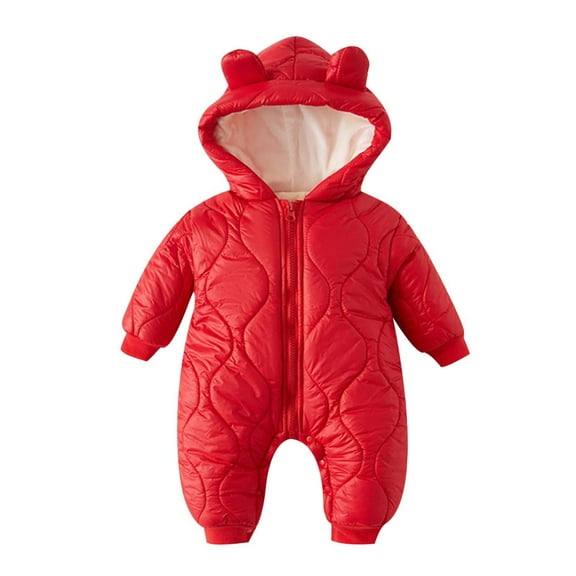 WOYY Hooded Jumpsuit Baby Snowsuit Winter Outerwear, Sizes 0-3M