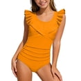 thumbnail image 1 of WOYY One-Piece Swimsuit for Girls Ruffle Trim Tummy Control Bathing Suit, Sizes 6-14, 1 of 3