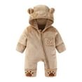 thumbnail image 1 of WOYY Onesies for Baby Lined Jumpsuit Bear Ears Hooded Zipper Romper, Sizes 0-3M, 1 of 3