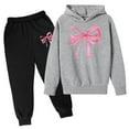 thumbnail image 1 of WOYY Outfits for Girls Bow Hoodie Jogger Sweatpants Casual Sports Tracksuit, Sizes 13-14, 1 of 2
