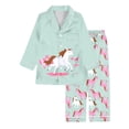 thumbnail image 1 of WOYY Pajamas for Girls Horse Graphic Long Sleeve Button Down Shirt Pants PJs, Sizes 3-14, 1 of 3