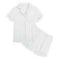 thumbnail image 1 of WOYY Pajamas for Girls Unisex Solid Basic Button Down Shirt Shorts Sleepwear, Sizes 2-13, 1 of 3