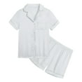 thumbnail image 1 of WOYY Pajamas for Girls Unisex Solid Basic Button Down Shirt Shorts Sleepwear, Sizes 2-13, 1 of 3