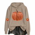 thumbnail image 1 of WOYY Pumpkin Hoodie for Girls Lined Long Sleeve Hooded Sweatshirt, Beige, Size 2-14, 1 of 3