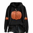 thumbnail image 1 of WOYY Pumpkin Hoodie for Girls Lined Long Sleeve Hooded Sweatshirt, Black, Size 2-14, 1 of 3