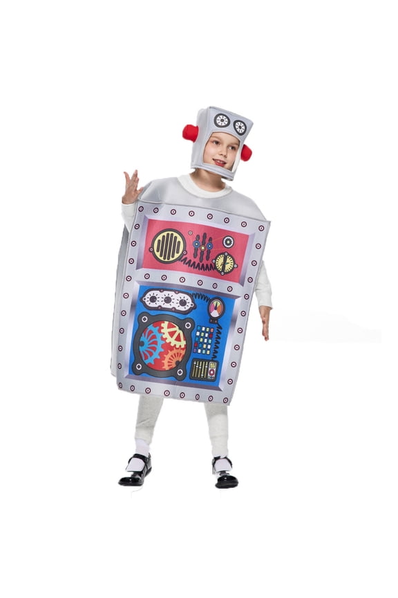 Robot Co_stume for Boys Party Performance Jumpsuit Robot Dress Up Outfits Kids 2Pcs Set