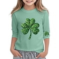 thumbnail image 1 of WOYY St. Patrick's Day T-Shirt for Girls Clover Print 3/4 Sleeve T Shirt Tee, Sizes 3-4T, 1 of 3