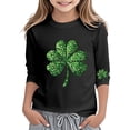 thumbnail image 1 of WOYY St. Patrick's Day T-Shirt for Girls Clover Print 3/4 Sleeve T Shirt Tee, Sizes 3-4T, 1 of 3