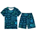 thumbnail image 1 of WOYY Summer Boys Casual Outfits Fish Print Short Sleeve T-Shirt Shorts Set, Sizes 3-4T, 1 of 2