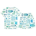 thumbnail image 1 of WOYY Summer Boys Casual Outfits Fish Print Short Sleeve T-Shirt Shorts Set, Sizes 5-6, 1 of 2