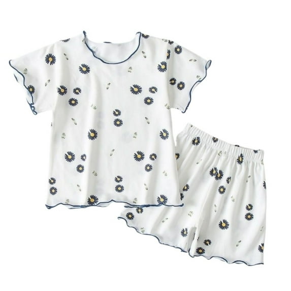 WOYY Summer Girls Outfits Fruit Print Lightweight Short Sleeve T-Shirt Shorts Set Baby Clothing Sets, Sizes 6M-6