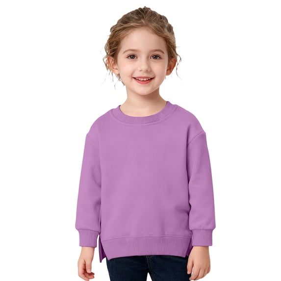 WOYY Sweatshirt for Boys Casual Solid Basic Crewneck Long Sleeve Pullover Top, Purple, Sizes 6M-5T