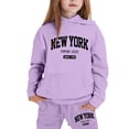 thumbnail image 1 of WOYY Sweatsuit for Girls New York Print Hoodie Sweatpants Outfits Fashion Kids Clothes, Sizes 2-16, 1 of 3