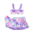 thumbnail image 1 of WOYY Swimsuit for Girls Floral Print Ruffle Bikini Set with Skirt Bathing Suit, 3-Piece, Sizes 3-7, 1 of 7
