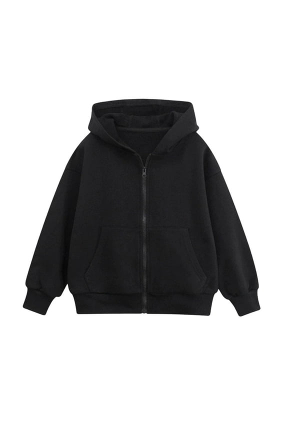 Teen Boys Casual Hooded Jacket Solid Unisex Zip Up Hoodie Sweatshirt, Sizes 15-16