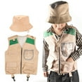 thumbnail image 1 of WOYY Teen Boys Dress Up Cargo Vest Hat with Pockets for Camping Fishing, Sizes 13-14, 1 of 5