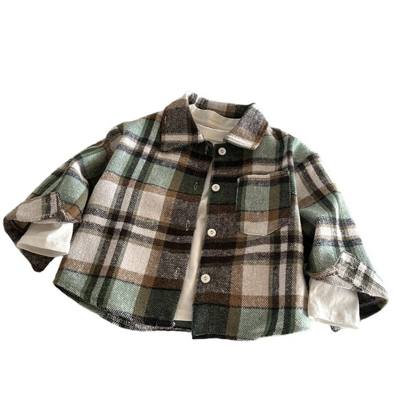 WOYY Teen Boys Flannel Long Sleeve Plaid Shirt Casual Button Down Shirt, Sizes 15-16