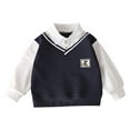 thumbnail image 1 of WOYY Teen Boys School Polo Shirt Varsity Sweater Long Sleeve Pullover School Uniform, 1 of 3