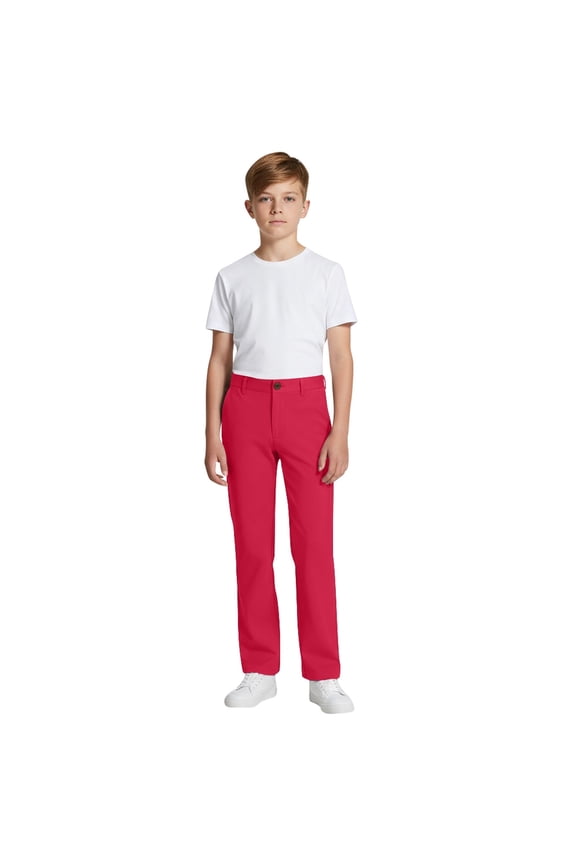 Teen Boys School Uniform Pants Unisex Straight Fit Stretch Twill Pants, Sizes 14-15