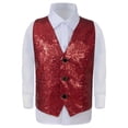 thumbnail image 1 of WOYY Teen Boys Sparkly Sequins Vest for Stage Performance Glitter Waistcoat, Sizes 13-14, 1 of 3