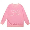 thumbnail image 1 of WOYY Teen Girls Crewneck Sweatshirt Bow Print Casual Sports Pullover Top, Sizes 13-14, 1 of 3