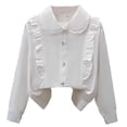 thumbnail image 1 of WOYY Teen Girls Elegant Ruffled Long Sleeve Blouse School Button Down Shirt, Sizes 13-14, 1 of 2
