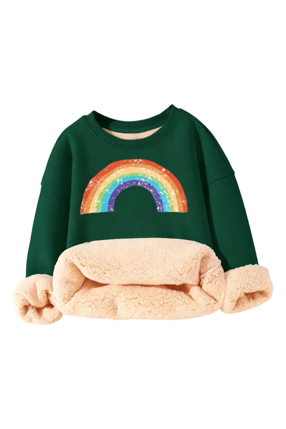 Teen Girls Warm Sweatshirt Rainbow Print Cute Pullover Top, Sizes 13-14