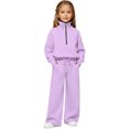 thumbnail image 1 of WOYY Girls Half Zip Neck Sweatshirt and Sweatpants Outfits, Sizes 5-16, 1 of 8