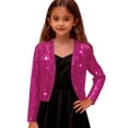 thumbnail image 1 of WOYY Girls Shiny Formal Party Blazer Glitter Dressy Cardigan Suit Jacket, Sizes 4-14, 1 of 6