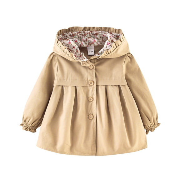 WOYY Girls Jacket Ruffle Hooded Windbreaker Baby Outerwear Coat, Sizes 9-12M