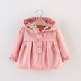 thumbnail image 1 of WOYY Toddle Girls Hooded Jacket Floral Ruffle Trench Coat Spring Fall Button Outerwear, 1 of 7