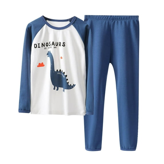 WOYY Toddler Boy' Dinosaur Print Long Sleeve Sleep Tshirt and Pants Pajama Sets Loungewear