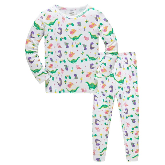 WOYY Toddler Boy Pajamas Dinosaur Prints Long Sleeve T-Shirt Pants Sleepwear, Sizes 2-3T