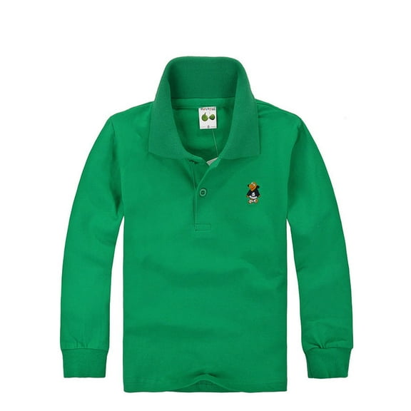 WOYY Toddler Boys Polo Shirt Long Sleeve Button Collared T-Shirt Casual School Tshirt