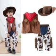 thumbnail image 1 of WOYY Toddler Boy's Cowboy Costume Sleeveless Vest Hat Scarf Pants 4Pcs Set Party Dress Up, 1 of 6