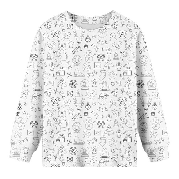 WOYY Toddler Boy's DIY Hand Drawn T Shirt Long Sleeve Round Neck T-Shirt for Children