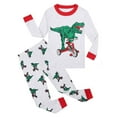 thumbnail image 1 of WOYY Toddler Boy's Homewear Pajamas Dinosaur Print Long Sleeve T-Shirt Pant Sleepwear Pjs Set, 1 of 8