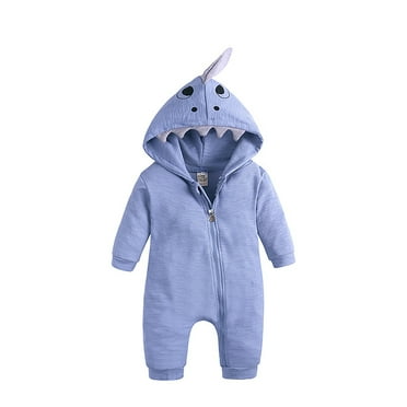 WOYY Toddler Boy's Jumpsuit Cartoon Shark Hooded Romper Union Suit Solid Casual Playsuit