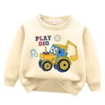 thumbnail image 1 of WOYY Toddler Boy's Sweatshirt Warm Cartoon Excavator Print Pullover Sweatshirts, 1 of 2