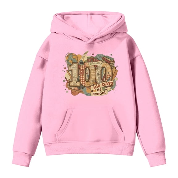 WOYY Toddler Boys 100 Days Of School Hoodie Long Sleeve Hooded Sweatshirt, Sizes 4-5T