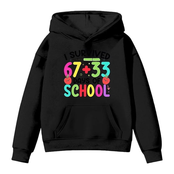 WOYY Toddler Boys 100 Days Of School Hoodies Soft Graphic Hooded Sweatshirt, Sizes 2-3T