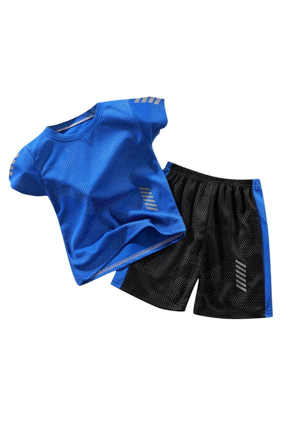 Toddler Boys Athletic Outfits Quick Drying Sports Short Sleeve T Shirt Shorts Set, Sizes 2-3T