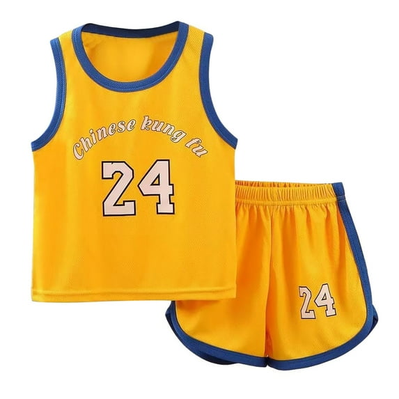 WOYY Toddler Boys Athletic Tracksuit Basketball Performance Tank Top Shorts Set, Sizes 3-4T