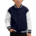 thumbnail image 1 of WOYY Toddler Boys Baseball Jacket Color Block Sweatshirt Casual Bomber Jacket, Sizes 3-4T, 1 of 6