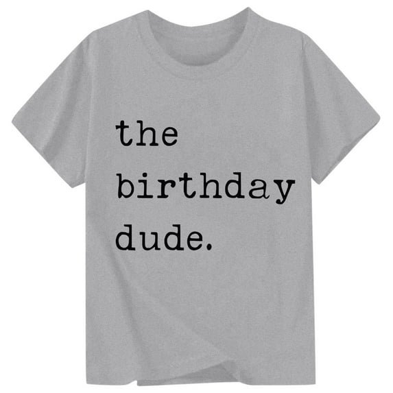 WOYY Toddler Boys Birthday T-Shirt Letter Print Short Sleeve Crew Neck T Shirt, Sizes 1-13